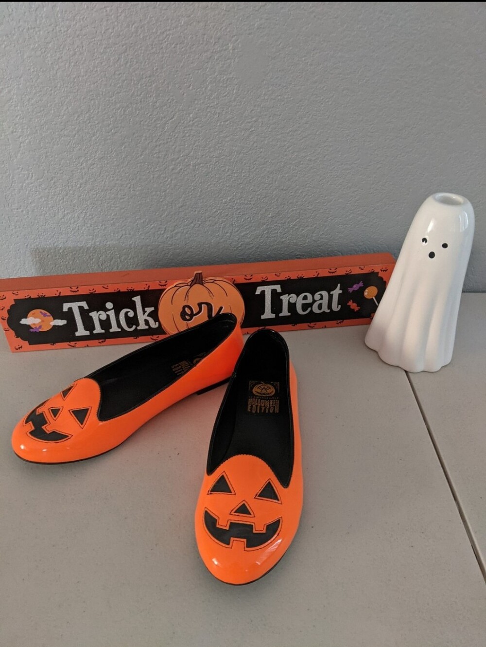 Halloween Edition Mary Jane's Flat Shoes Scary Jack Pumpkin Costume Cosplay Goth